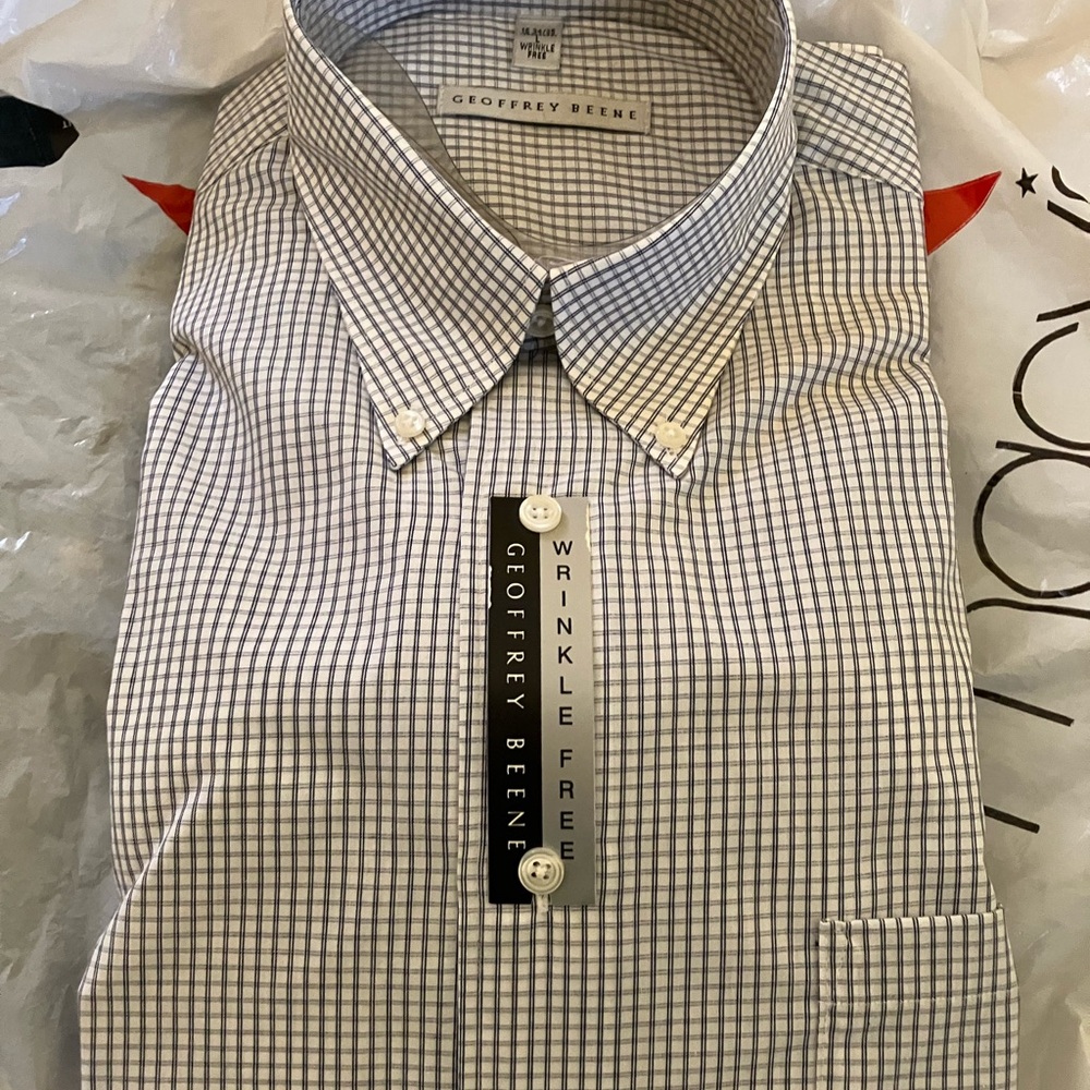 Geoffrey Beene Men's Checkered Dress Shirt - Black and White